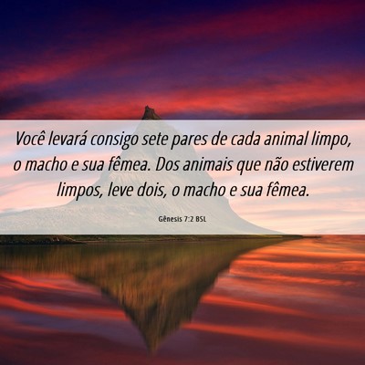 Picture 06 - Gênesis 7:2 BSL - Você levará consigo sete pares de cada animal - Bible Verse Picture