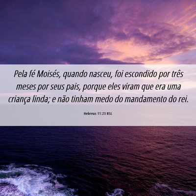 Picture 06 - Hebreus 11:23 BSL - Pela fé Moisés, quando nasceu, foi escondido - Bible Verse Picture