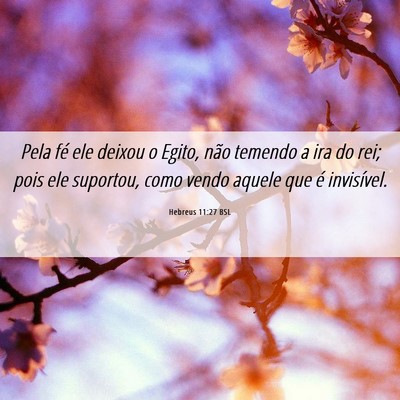 Picture 06 - Hebreus 11:27 BSL - Pela fé ele deixou o Egito, não temendo a ira - Bible Verse Picture