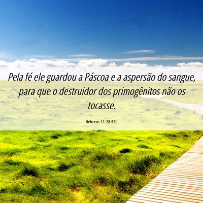 Picture 06 - Hebreus 11:28 BSL - Pela fé ele guardou a Páscoa e a aspersão do - Bible Verse Picture