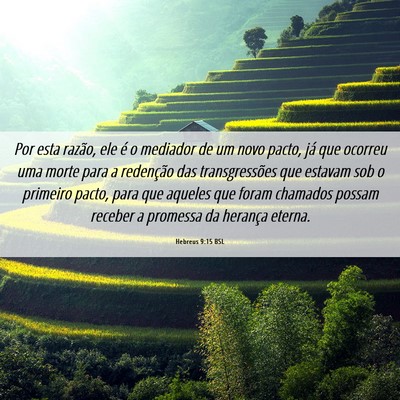 Picture 06 - Hebreus 9:15 BSL - Por esta razão, ele é o mediador de um novo - Bible Verse Picture