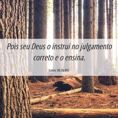 Picture 06 - Isaías 28:26 BSL - Pois seu Deus o instrui no julgamento correto e o - Bible Verse Picture