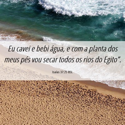 Picture 06 - Isaías 37:25 BSL - Eu cavei e bebi água, e com a planta dos meus - Bible Verse Picture