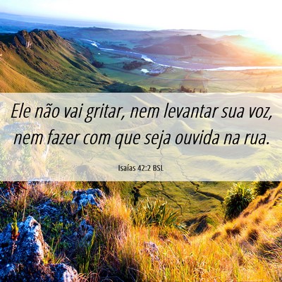 Picture 06 - Isaías 42:2 BSL - Ele não vai gritar, nem levantar sua voz, nem - Bible Verse Picture