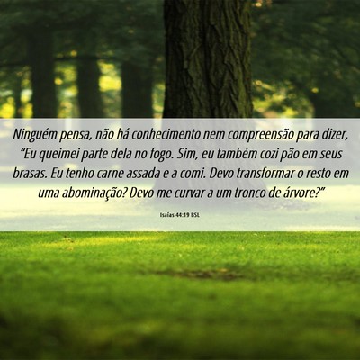 Picture 06 - Isaías 44:19 BSL - Ninguém pensa, não há conhecimento nem - Bible Verse Picture
