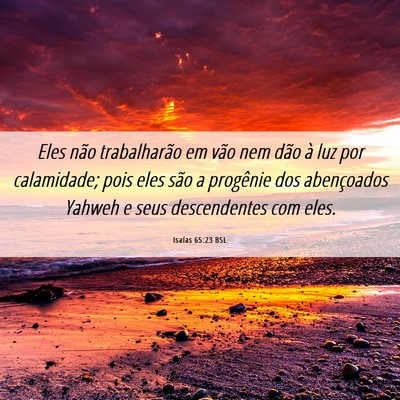 Picture 06 - Isaías 65:23 BSL - Eles não trabalharão em vão nem dão à luz - Bible Verse Picture