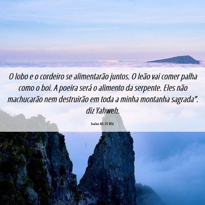 Picture 06 - Isaías 65:25 BSL - O lobo e o cordeiro se alimentarão juntos. O - Bible Verse Picture