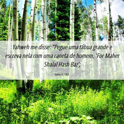 Picture 06 - Isaías 8:1 BSL - Yahweh me disse: “Pegue uma tábua grande e - Bible Verse Picture
