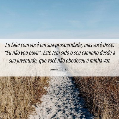 Picture 06 - Jeremias 22:21 BSL - Eu falei com você em sua prosperidade, mas você - Bible Verse Picture