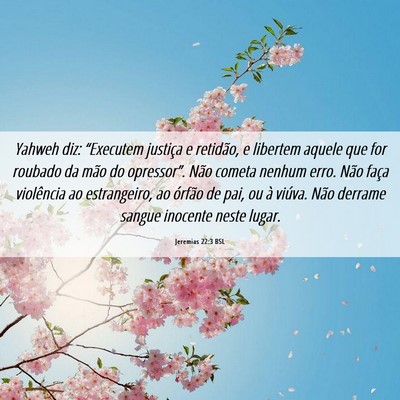 Picture 06 - Jeremias 22:3 BSL - Yahweh diz: “Executem justiça e retidão, e - Bible Verse Picture