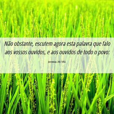 Picture 06 - Jeremias 28:7 BSL - Não obstante, escutem agora esta palavra que - Bible Verse Picture