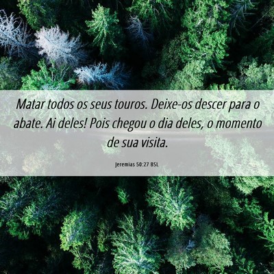 Picture 06 - Jeremias 50:27 BSL - Matar todos os seus touros. Deixe-os descer para - Bible Verse Picture