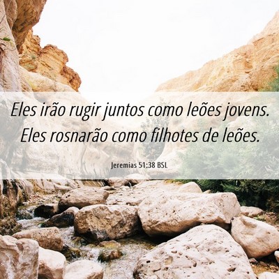 Picture 06 - Jeremias 51:38 BSL - Eles irão rugir juntos como leões jovens. Eles - Bible Verse Picture