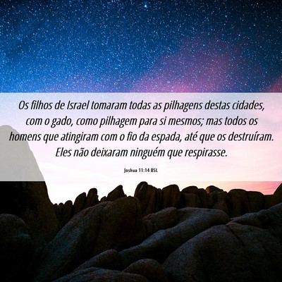 Picture 06 - Joshua 11:14 BSL - Os filhos de Israel tomaram todas as pilhagens - Bible Verse Picture