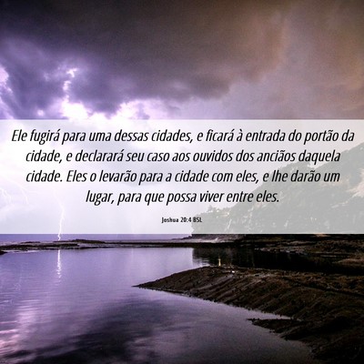 Picture 06 - Joshua 20:4 BSL - Ele fugirá para uma dessas cidades, e ficará à - Bible Verse Picture