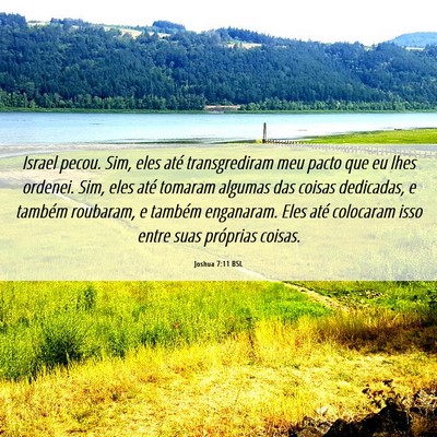 Picture 06 - Joshua 7:11 BSL - Israel pecou. Sim, eles até transgrediram meu - Bible Verse Picture