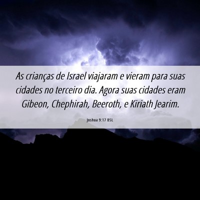 Picture 06 - Joshua 9:17 BSL - As crianças de Israel viajaram e vieram para - Bible Verse Picture
