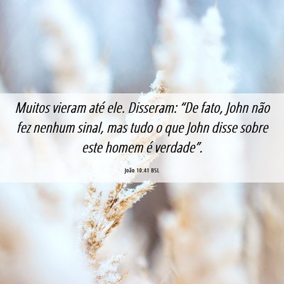Picture 06 - João 10:41 BSL - Muitos vieram até ele. Disseram: “De fato, - Bible Verse Picture