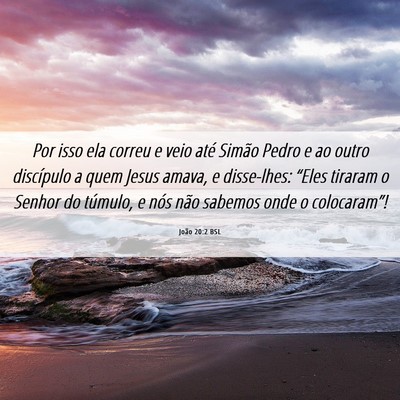 Picture 06 - João 20:2 BSL - Por isso ela correu e veio até Simão Pedro e ao - Bible Verse Picture