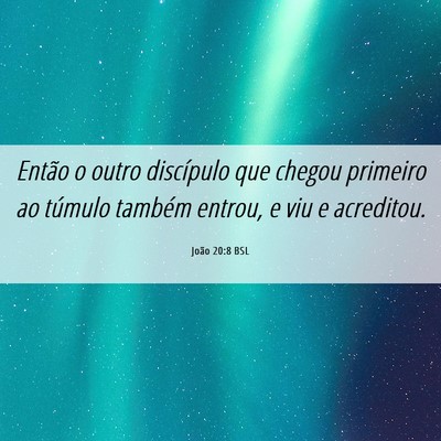 Picture 06 - João 20:8 BSL - Então o outro discípulo que chegou primeiro ao - Bible Verse Picture