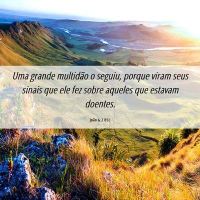 Picture 06 - João 6:2 BSL - Uma grande multidão o seguiu, porque viram seus - Bible Verse Picture