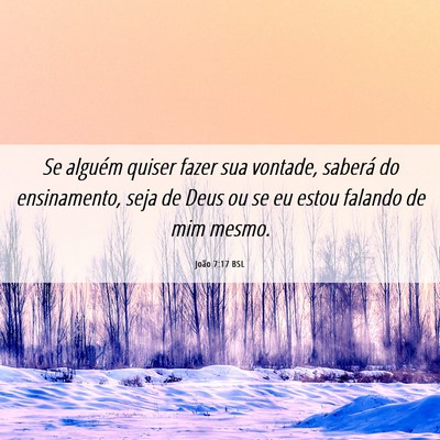 Picture 06 - João 7:17 BSL - Se alguém quiser fazer sua vontade, saberá do - Bible Verse Picture