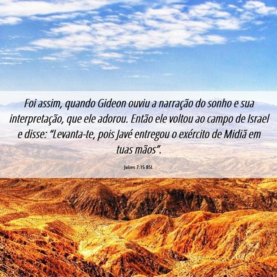 Picture 06 - Juízes 7:15 BSL - Foi assim, quando Gideon ouviu a narração do - Bible Verse Picture