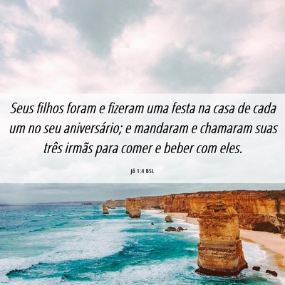 Picture 06 - Jó 1:4 BSL - Seus filhos foram e fizeram uma festa na casa de - Bible Verse Picture