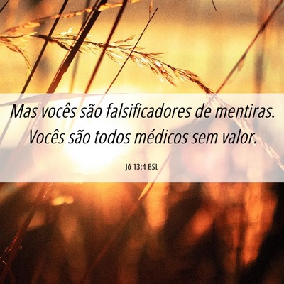 Picture 06 - Jó 13:4 BSL - Mas vocês são falsificadores de mentiras. - Bible Verse Picture