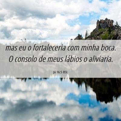 Picture 06 - Jó 16:5 BSL - mas eu o fortaleceria com minha boca. O consolo - Bible Verse Picture