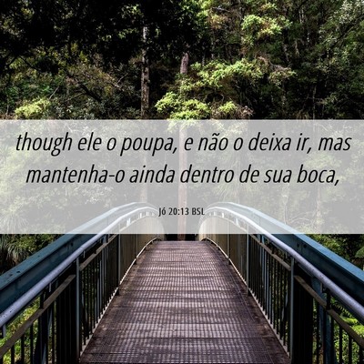 Picture 06 - Jó 20:13 BSL - though ele o poupa, e não o deixa ir, mas - Bible Verse Picture