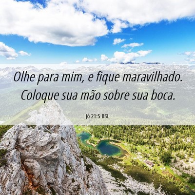 Picture 06 - Jó 21:5 BSL - Olhe para mim, e fique maravilhado. Coloque sua - Bible Verse Picture