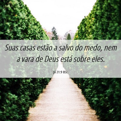 Picture 06 - Jó 21:9 BSL - Suas casas estão a salvo do medo, nem a vara de - Bible Verse Picture