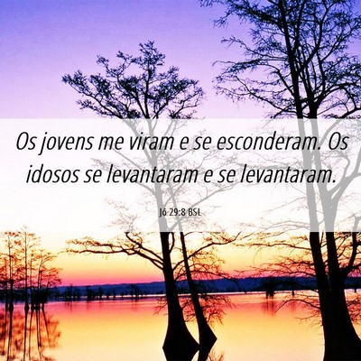 Picture 06 - Jó 29:8 BSL - Os jovens me viram e se esconderam. Os idosos se - Bible Verse Picture