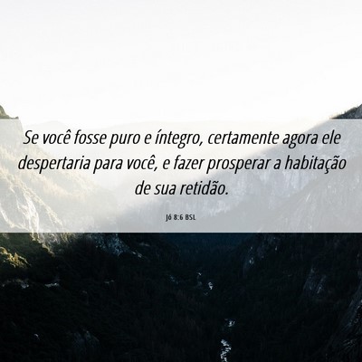Picture 06 - Jó 8:6 BSL - Se você fosse puro e íntegro, certamente agora - Bible Verse Picture