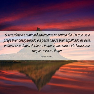 Picture 06 - Levítico 13:6 BSL - O sacerdote o examinará novamente no sétimo - Bible Verse Picture