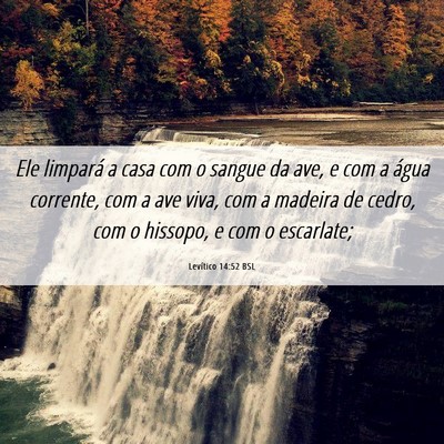 Picture 06 - Levítico 14:52 BSL - Ele limpará a casa com o sangue da ave, e com a - Bible Verse Picture