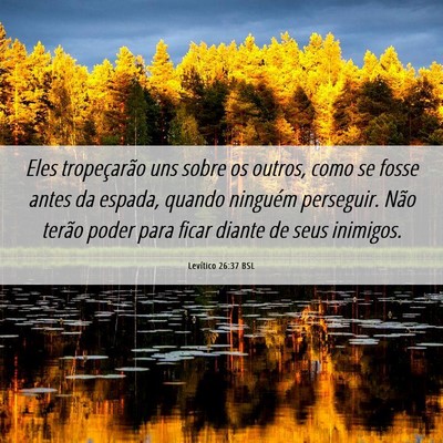 Picture 06 - Levítico 26:37 BSL - Eles tropeçarão uns sobre os outros, como se - Bible Verse Picture