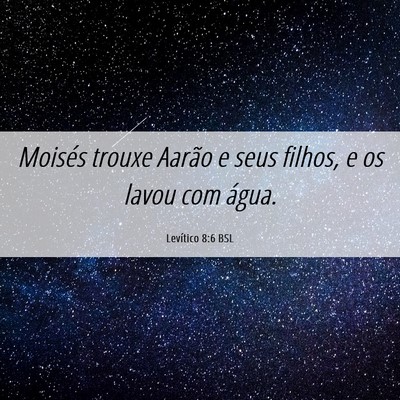 Picture 06 - Levítico 8:6 BSL - Moisés trouxe Aarão e seus filhos, e os lavou - Bible Verse Picture