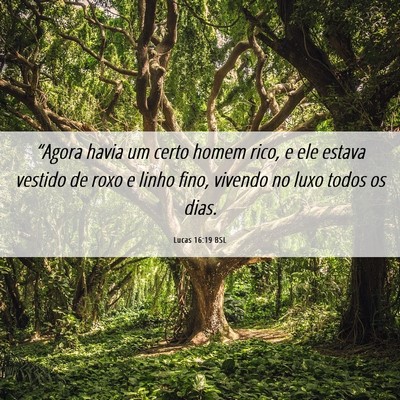 Picture 06 - Lucas 16:19 BSL - “Agora havia um certo homem rico, e ele estava - Bible Verse Picture