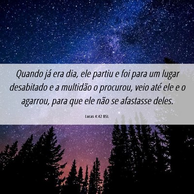 Picture 06 - Lucas 4:42 BSL - Quando já era dia, ele partiu e foi para um - Bible Verse Picture