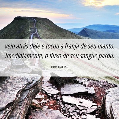 Picture 06 - Lucas 8:44 BSL - veio atrás dele e tocou a franja de seu manto. - Bible Verse Picture