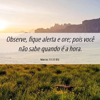 Picture 06 - Marcos 13:33 BSL - Observe, fique alerta e ore; pois você não sabe - Bible Verse Picture