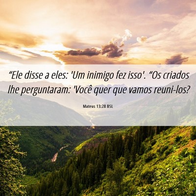 Picture 06 - Mateus 13:28 BSL - “Ele disse a eles: 'Um inimigo fez isso'. “Os - Bible Verse Picture
