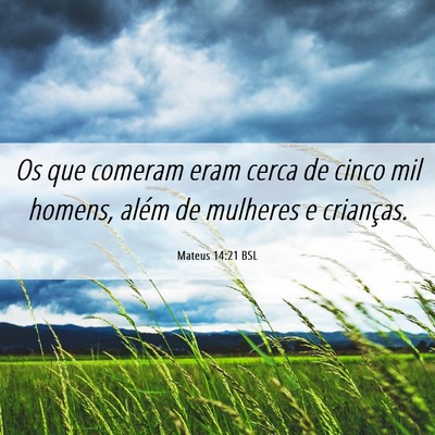 Picture 06 - Mateus 14:21 BSL - Os que comeram eram cerca de cinco mil homens, - Bible Verse Picture