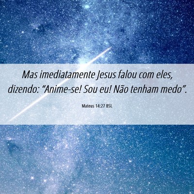 Picture 06 - Mateus 14:27 BSL - Mas imediatamente Jesus falou com eles, dizendo: - Bible Verse Picture