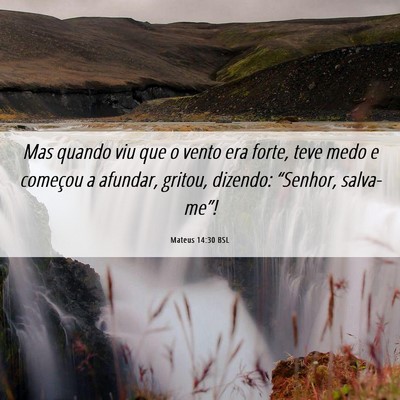 Picture 06 - Mateus 14:30 BSL - Mas quando viu que o vento era forte, teve medo e - Bible Verse Picture