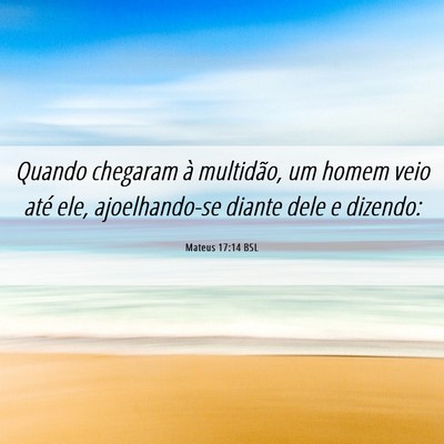 Picture 06 - Mateus 17:14 BSL - Quando chegaram à multidão, um homem veio até - Bible Verse Picture