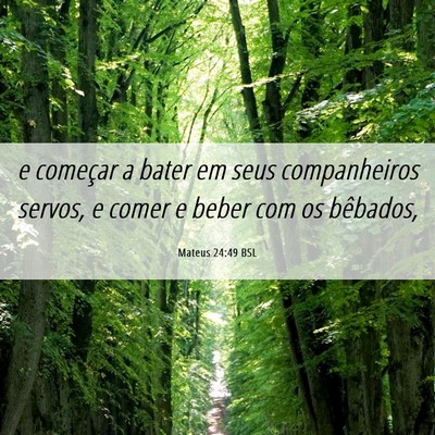 Picture 06 - Mateus 24:49 BSL - e começar a bater em seus companheiros servos, e - Bible Verse Picture