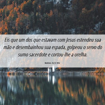 Picture 06 - Mateus 26:51 BSL - Eis que um dos que estavam com Jesus estendeu sua - Bible Verse Picture